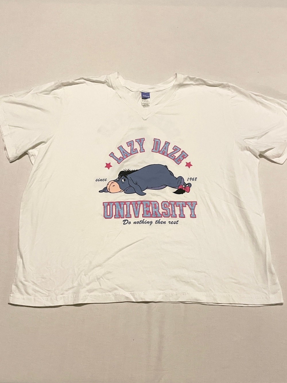 Disney Eeyore Lazy Daze University Y2K T-Shirt Glitter Graphic 30W/32W 3X